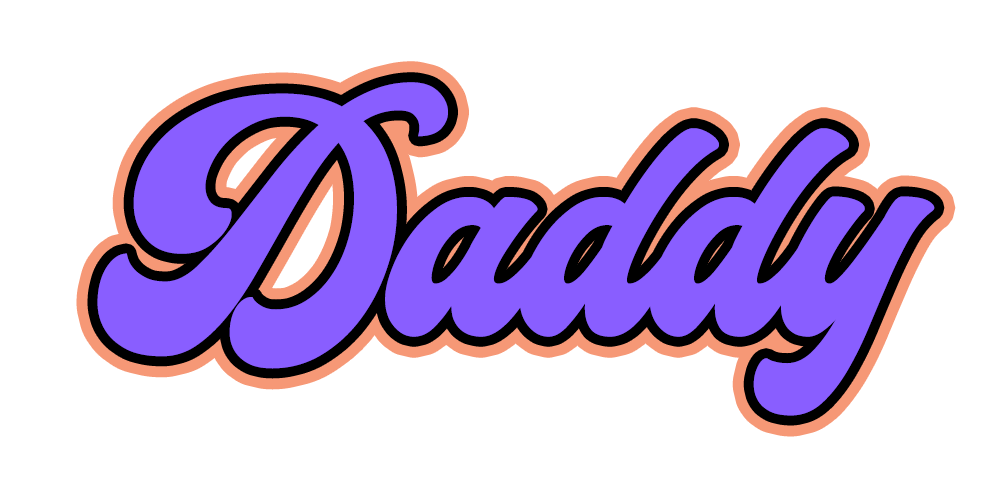 Who's your Daddy?  Give him this sticker so you never forget! Measures approx. 4" wide by 2" tall. Light purple on dark purple cursive text. Made of premium adhesive vinyl.  