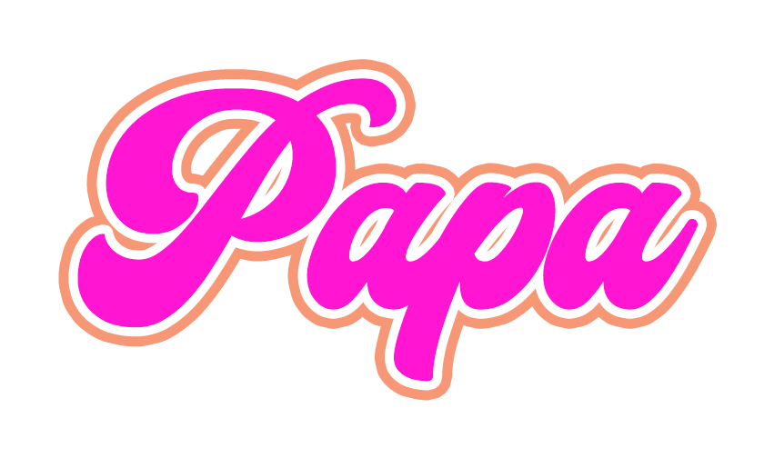 Who's your Papa?  Give him a sticker! Measures approx. 3" wide by 2" tall. Dark pink on light pink cursive. Made from adhesive vinyl.